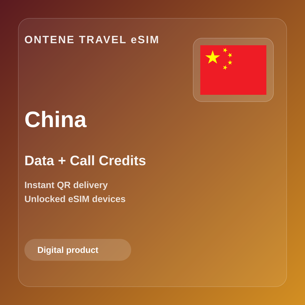 Ontene CN travel eSIM cover
