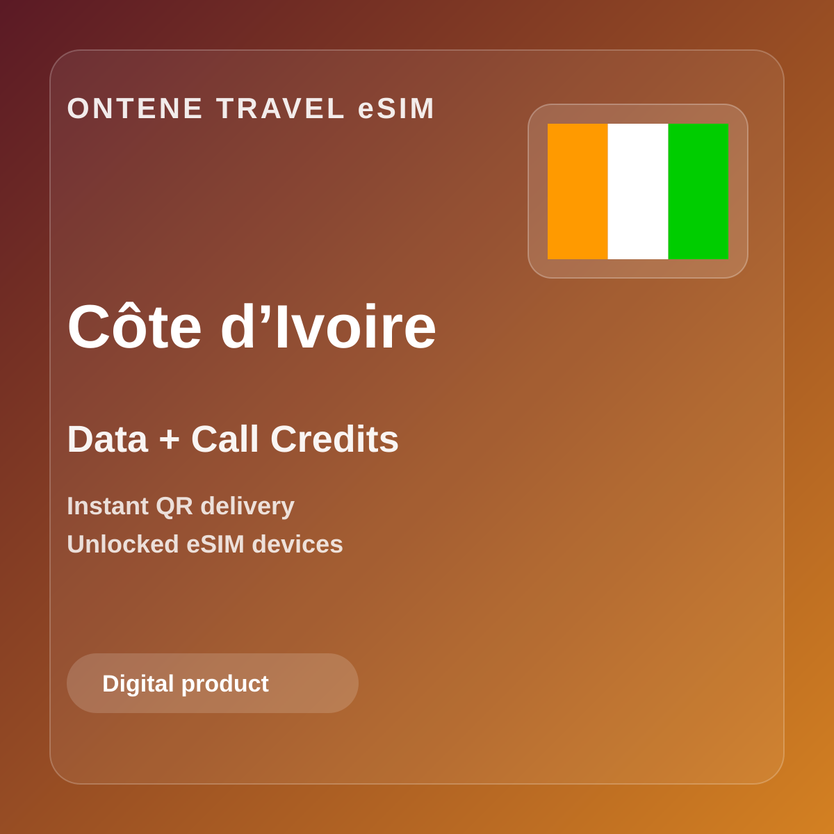 Ontene CI travel eSIM cover