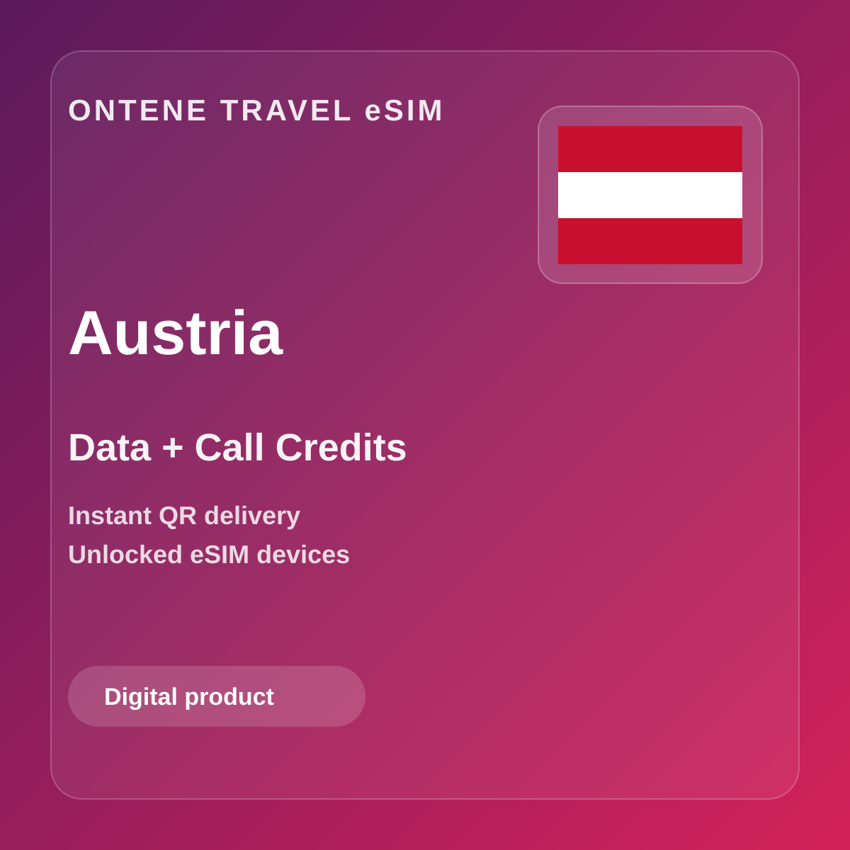 Ontene AT travel eSIM cover