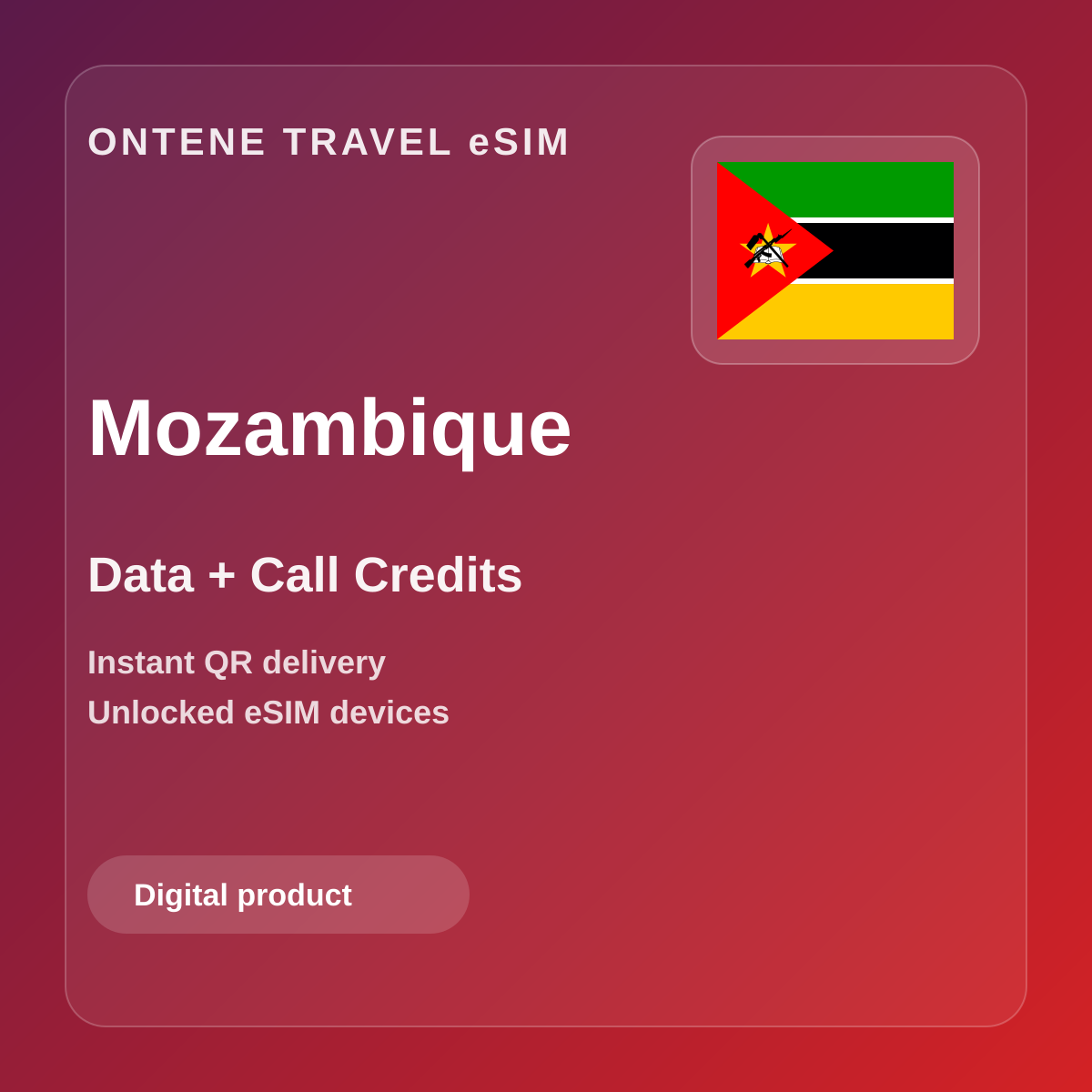 Ontene MZ travel eSIM cover