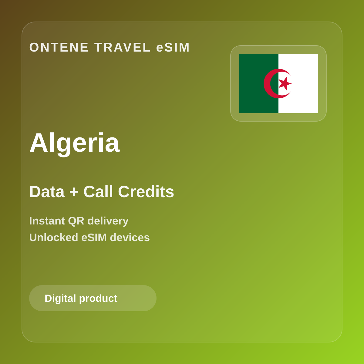 Ontene DZ travel eSIM cover