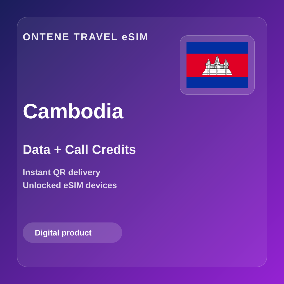 Ontene KH travel eSIM cover