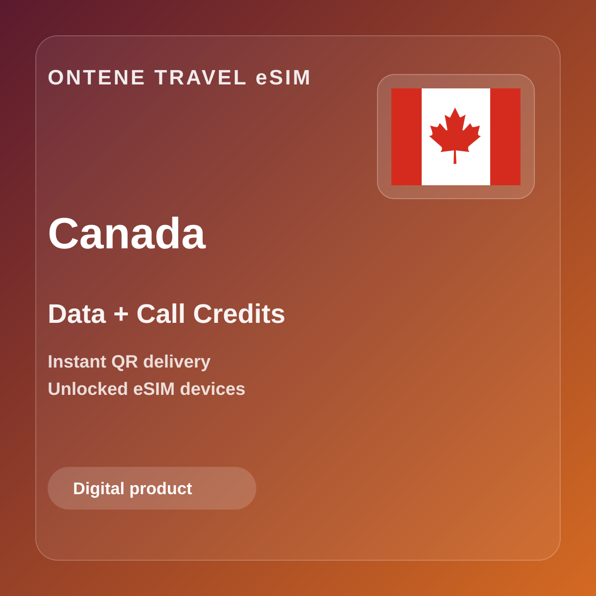 Ontene CA travel eSIM cover