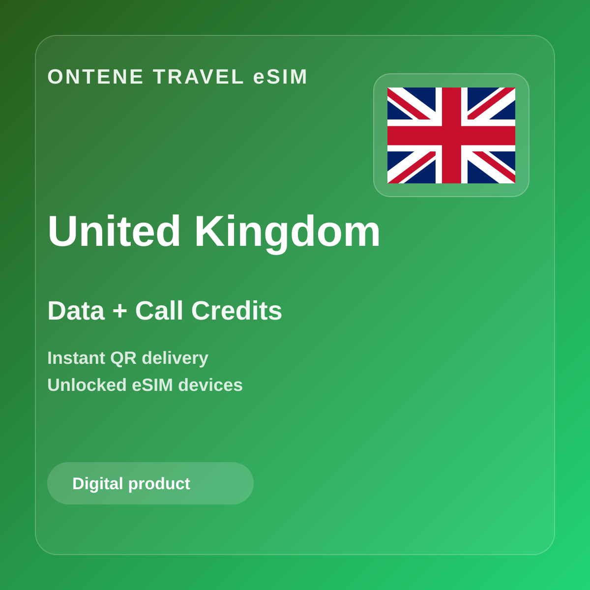 Ontene GB travel eSIM cover
