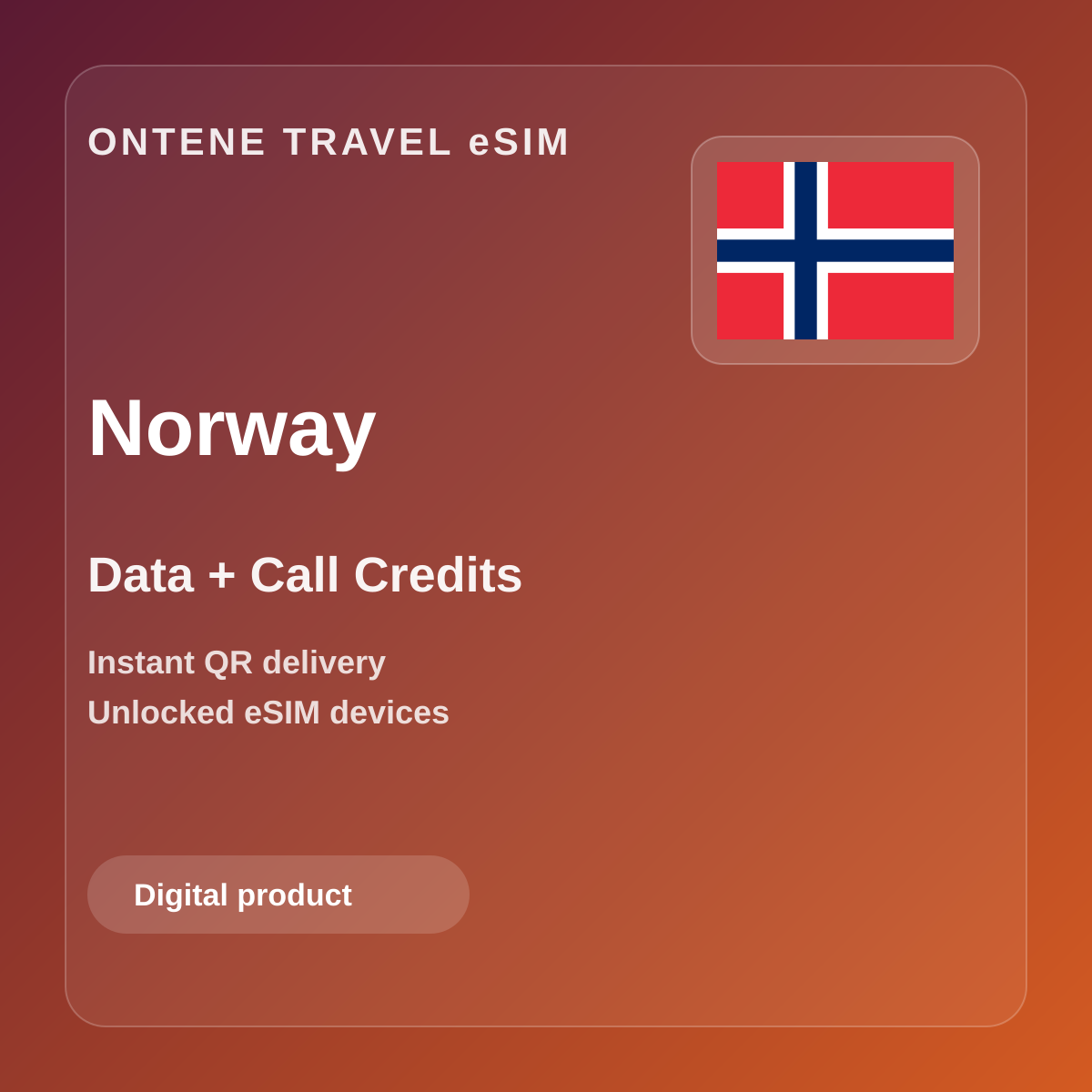 Ontene NO travel eSIM cover