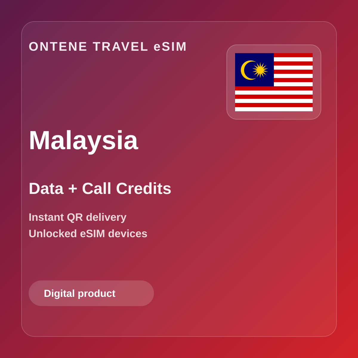 Ontene MY travel eSIM cover