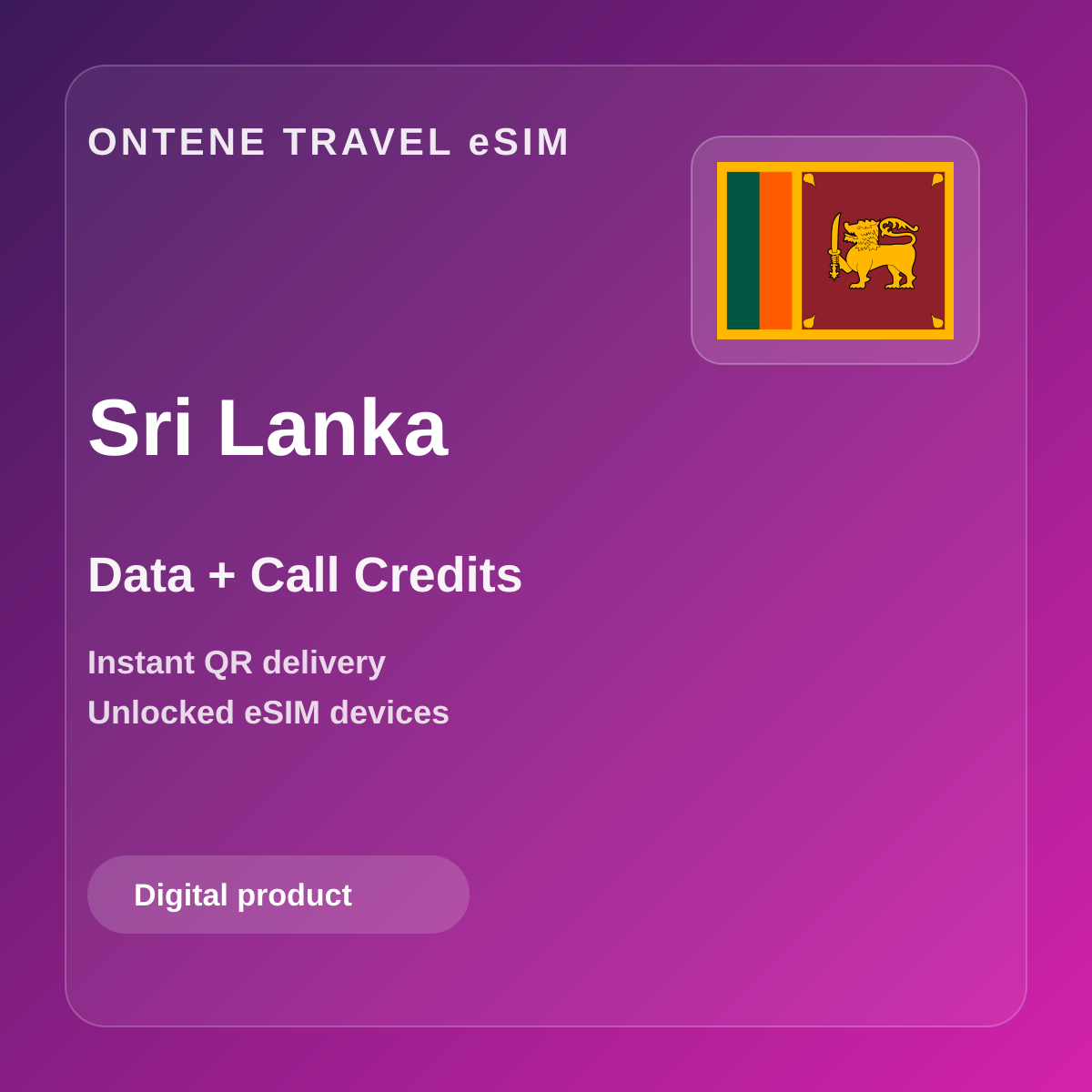 Ontene LK travel eSIM cover