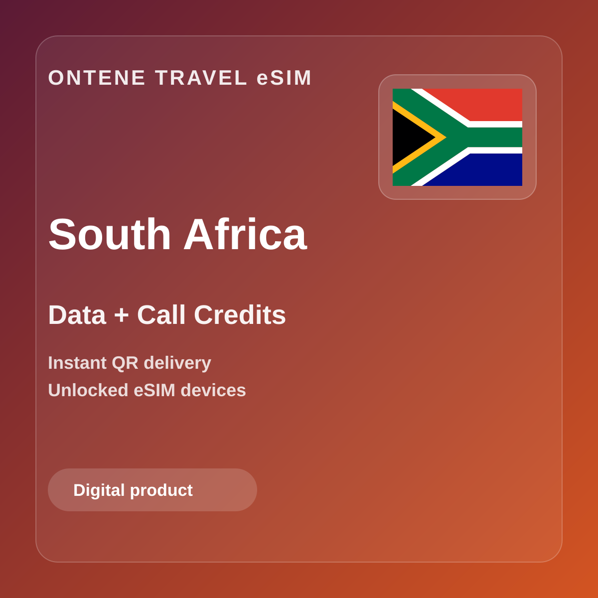 Ontene ZA travel eSIM cover