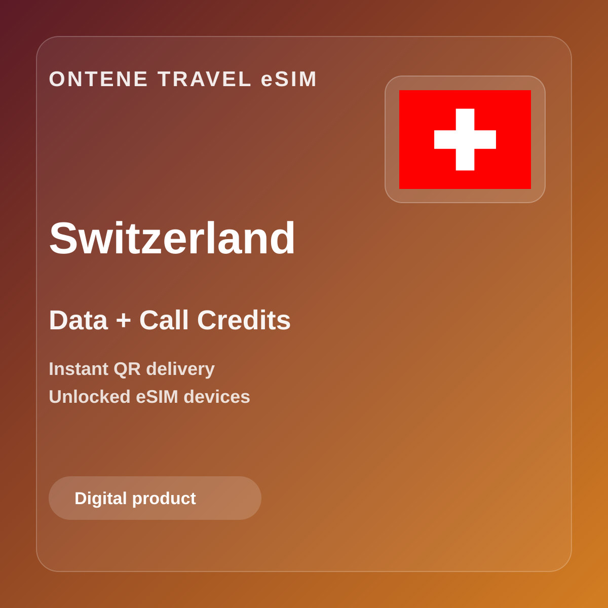 Ontene CH travel eSIM cover