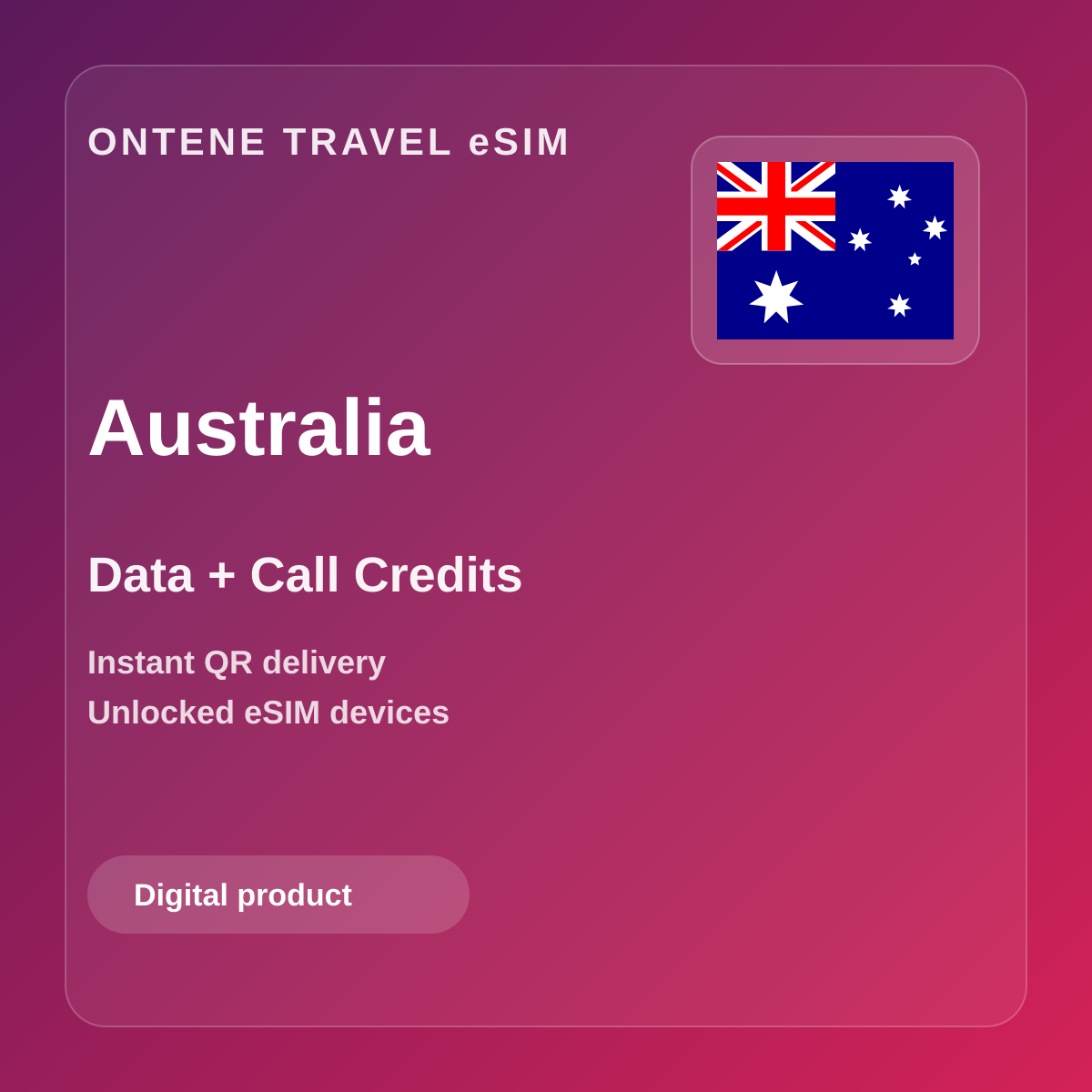 Ontene AU travel eSIM cover