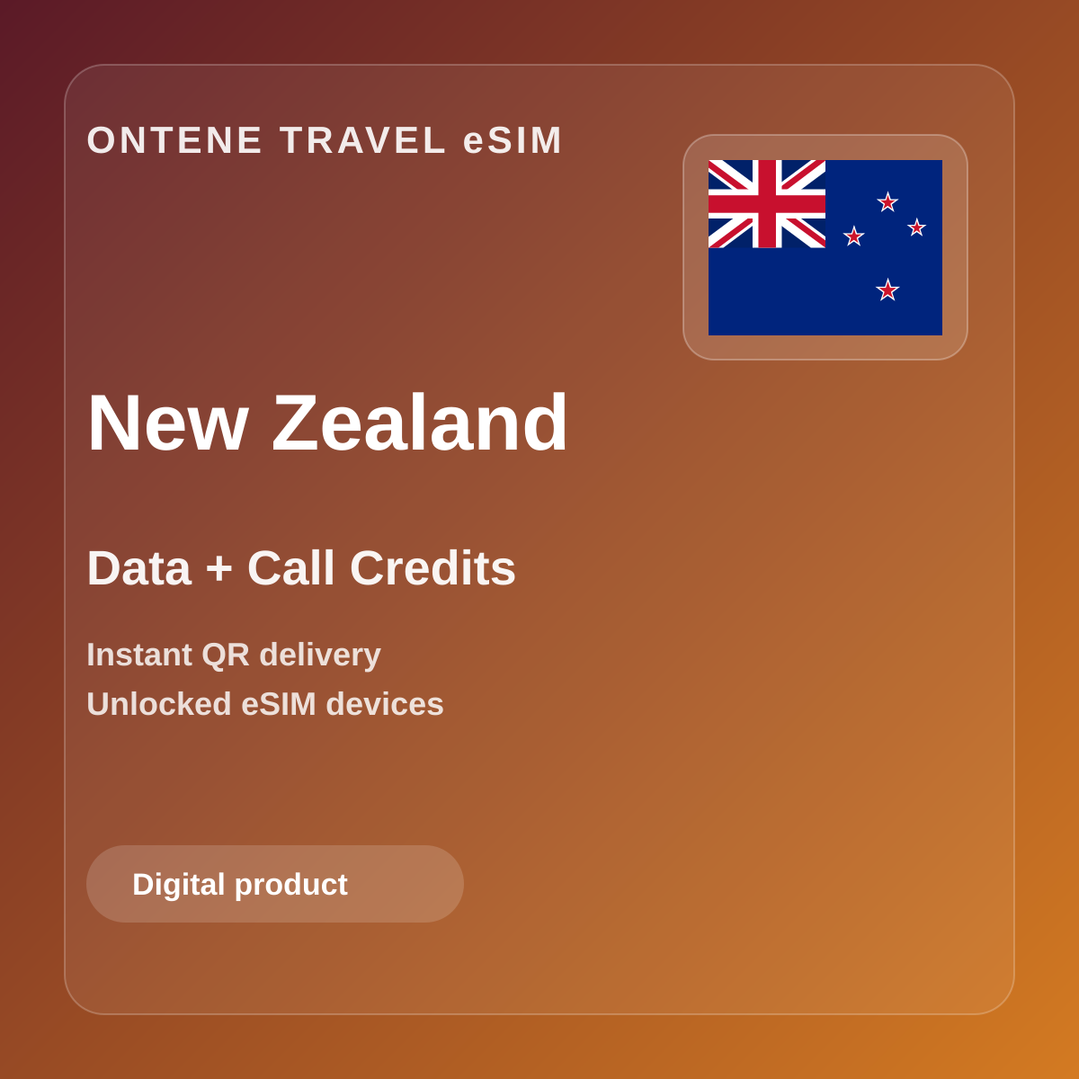 Ontene NZ travel eSIM cover