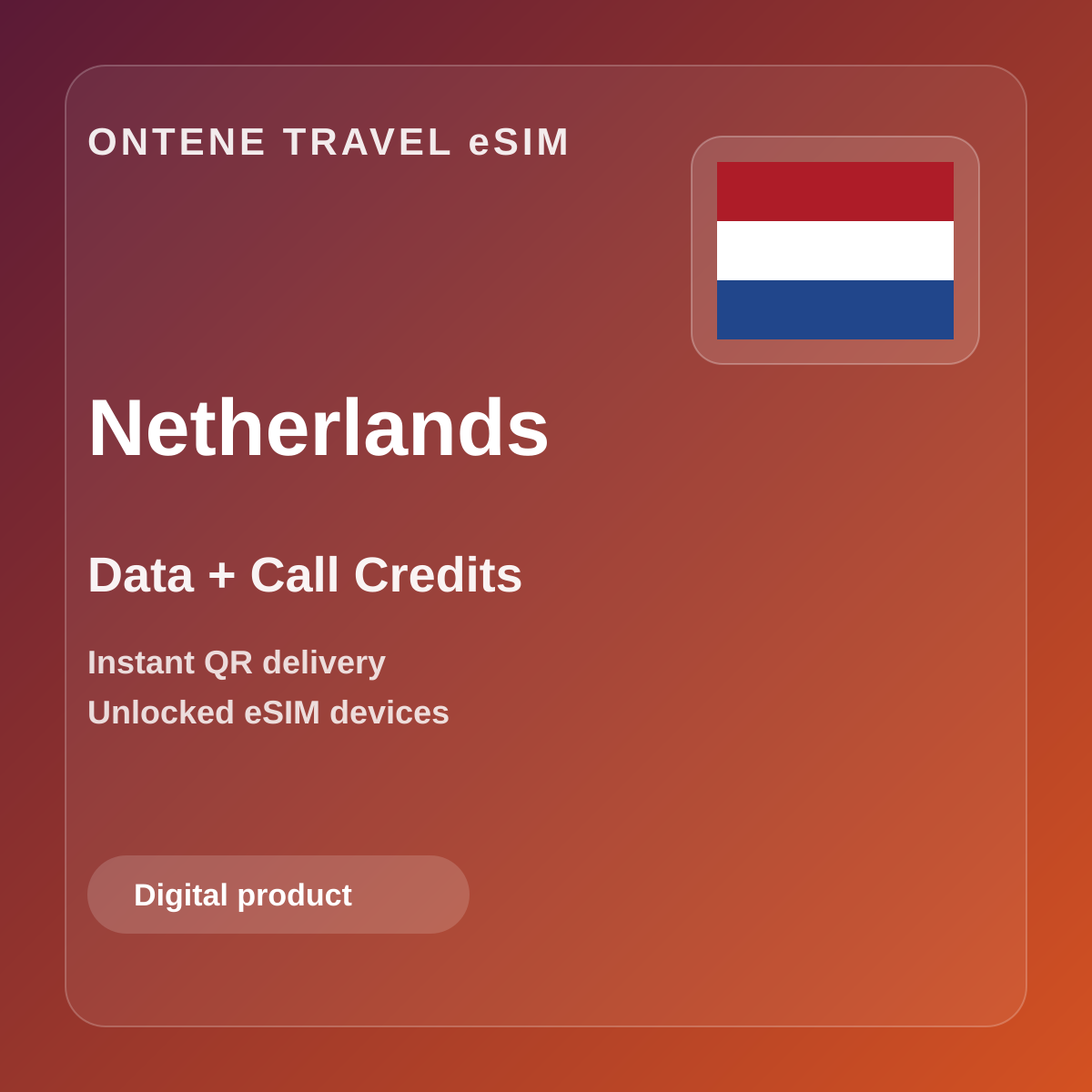 Ontene NL travel eSIM cover