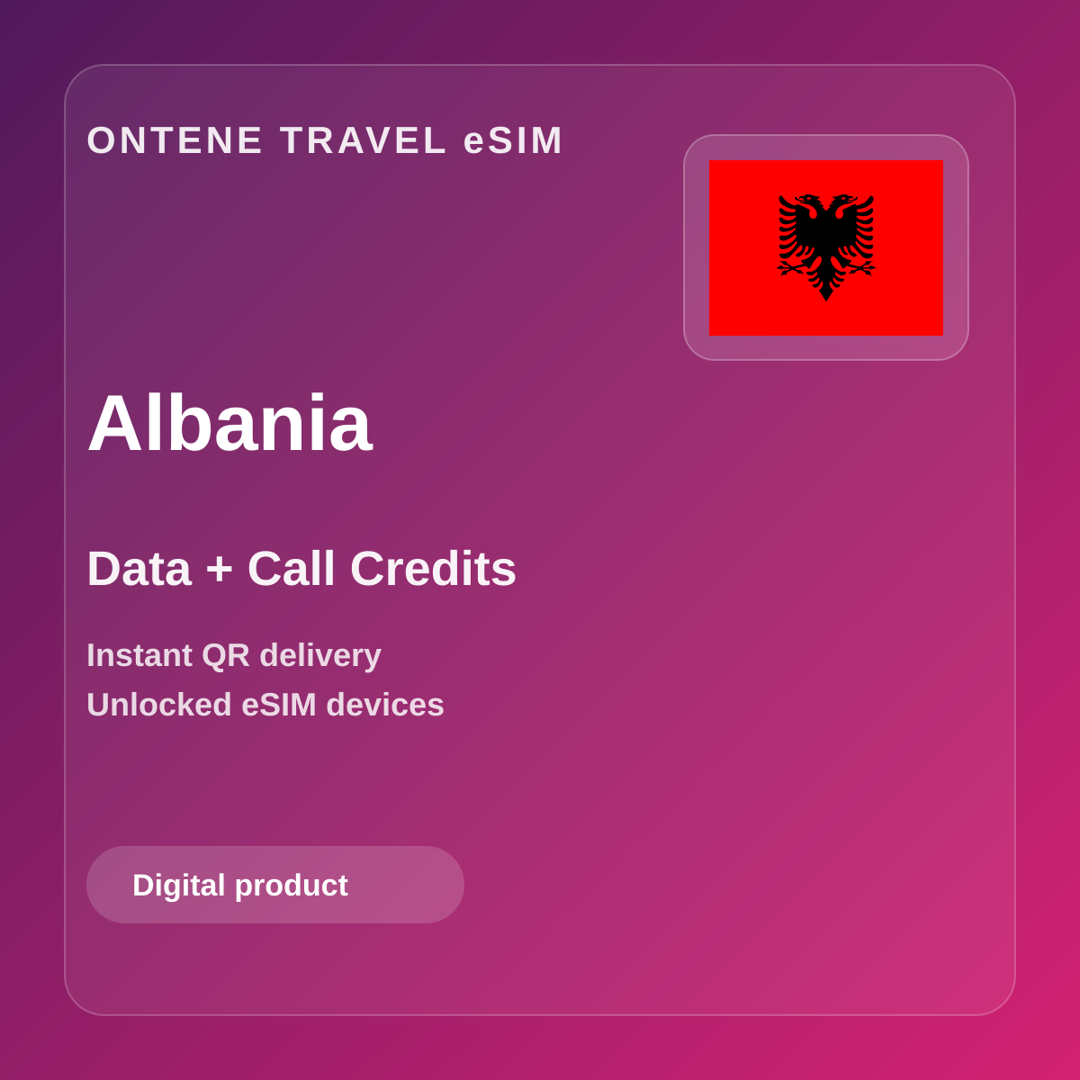 Ontene AL travel eSIM cover