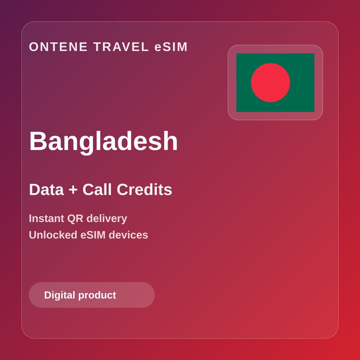 Ontene BD travel eSIM cover