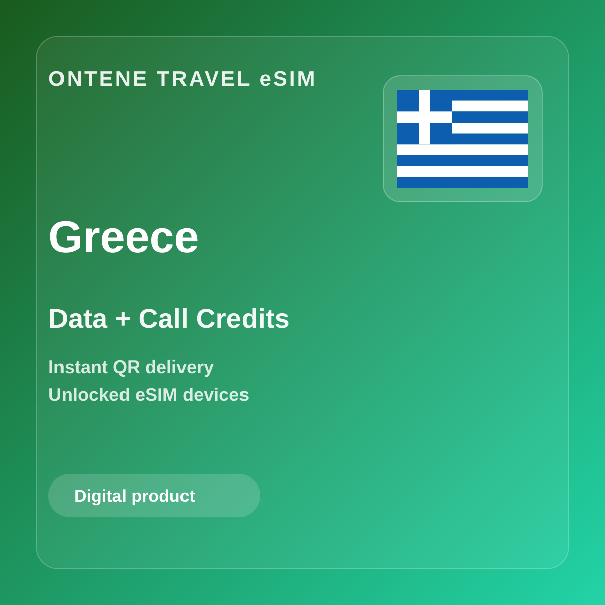 Ontene GR travel eSIM cover