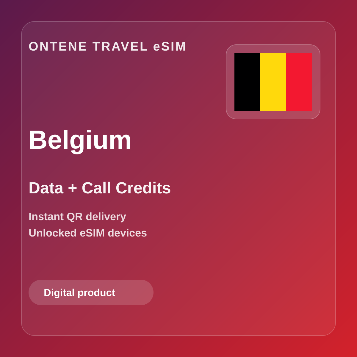 Ontene BE travel eSIM cover