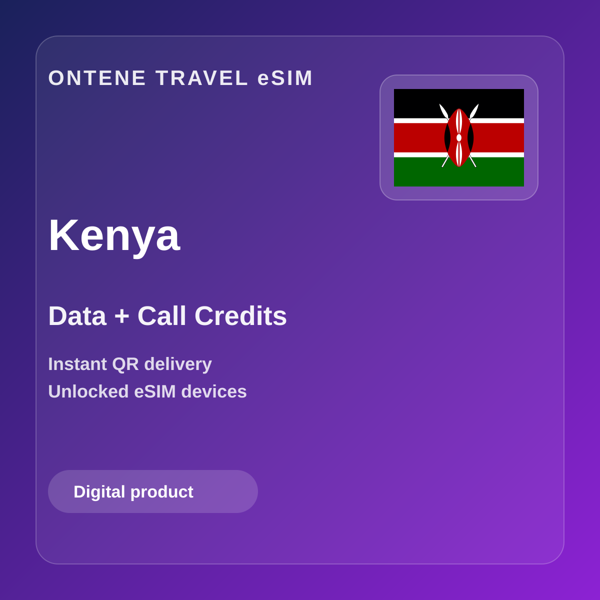 Ontene KE travel eSIM cover