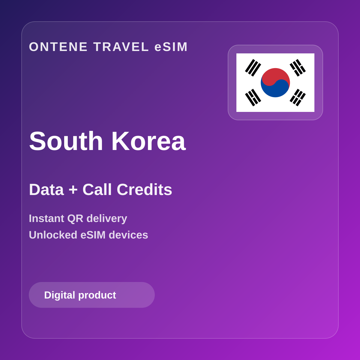 Ontene KR travel eSIM cover
