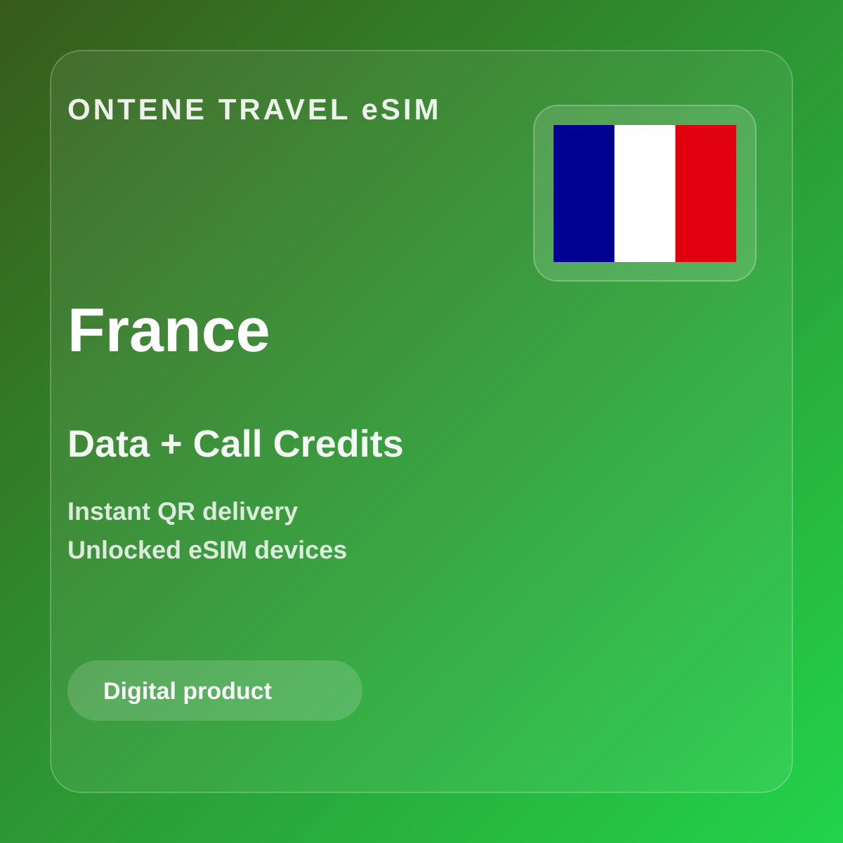 Ontene FR travel eSIM cover