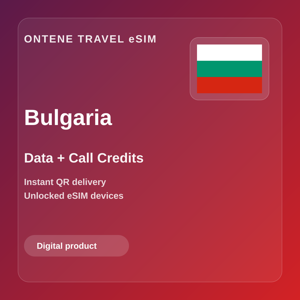 Ontene BG travel eSIM cover
